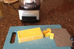 Cutting the Fells Naptha before putting it in the food processor. The soap was quite soft so it was easy to cut up.